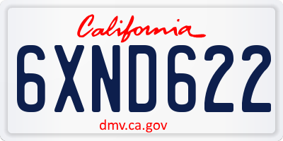 CA license plate 6XND622