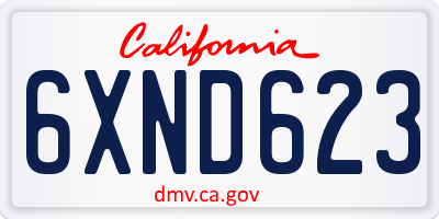 CA license plate 6XND623