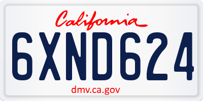 CA license plate 6XND624