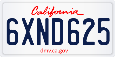 CA license plate 6XND625