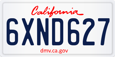 CA license plate 6XND627