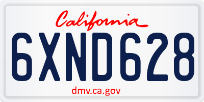 CA license plate 6XND628