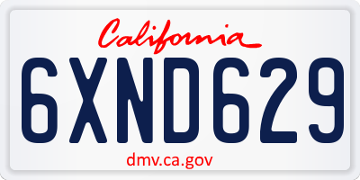 CA license plate 6XND629