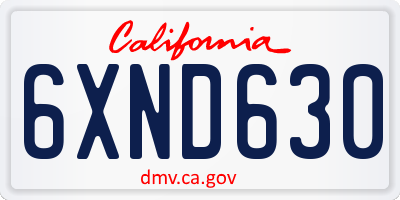 CA license plate 6XND630
