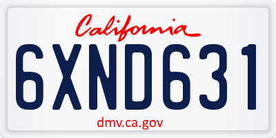 CA license plate 6XND631