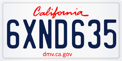 CA license plate 6XND635