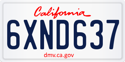 CA license plate 6XND637