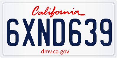 CA license plate 6XND639