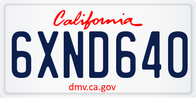CA license plate 6XND640