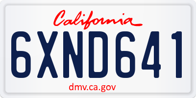 CA license plate 6XND641