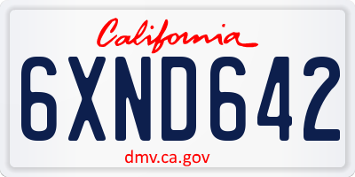 CA license plate 6XND642