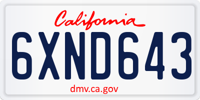 CA license plate 6XND643