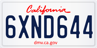 CA license plate 6XND644