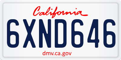 CA license plate 6XND646