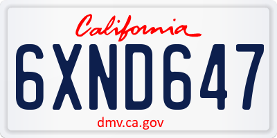 CA license plate 6XND647