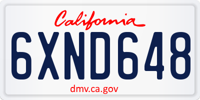 CA license plate 6XND648