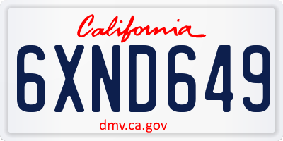 CA license plate 6XND649