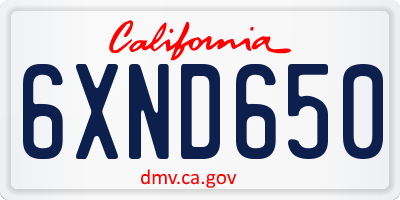 CA license plate 6XND650