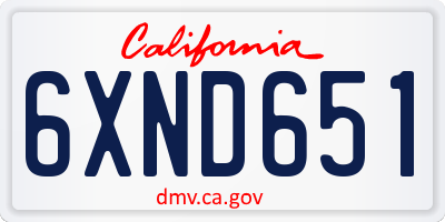 CA license plate 6XND651