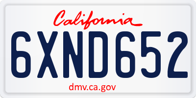 CA license plate 6XND652