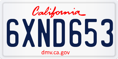 CA license plate 6XND653