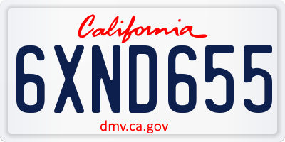 CA license plate 6XND655