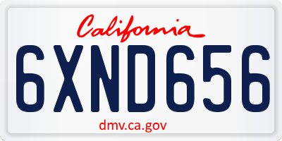 CA license plate 6XND656
