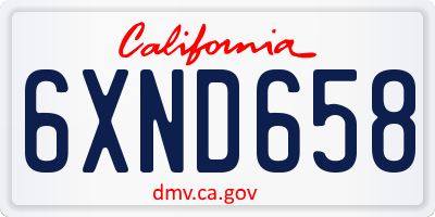 CA license plate 6XND658