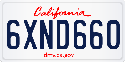 CA license plate 6XND660