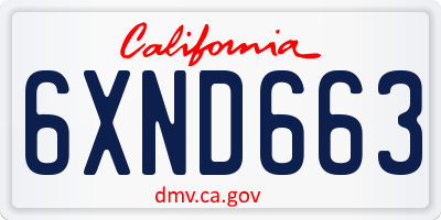CA license plate 6XND663