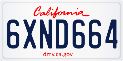 CA license plate 6XND664