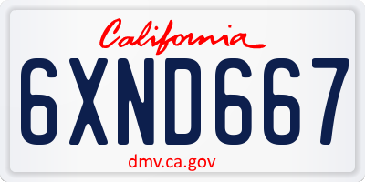 CA license plate 6XND667