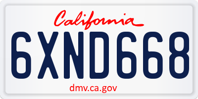 CA license plate 6XND668