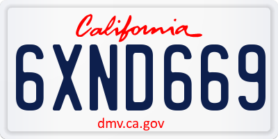 CA license plate 6XND669