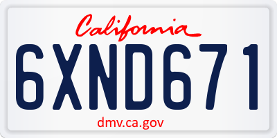 CA license plate 6XND671