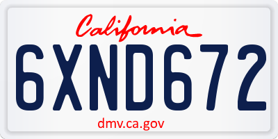 CA license plate 6XND672