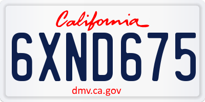 CA license plate 6XND675