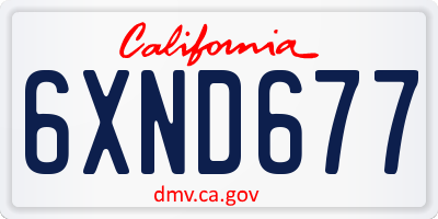 CA license plate 6XND677