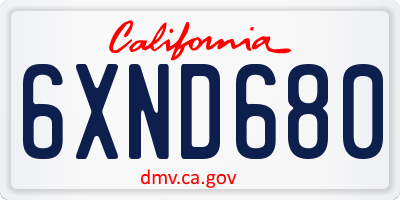 CA license plate 6XND680