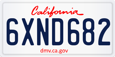 CA license plate 6XND682