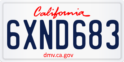 CA license plate 6XND683