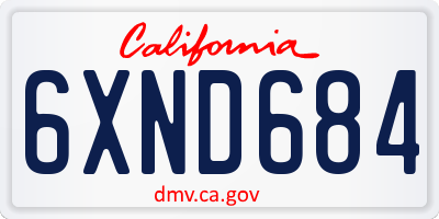 CA license plate 6XND684