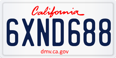 CA license plate 6XND688