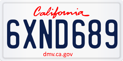 CA license plate 6XND689