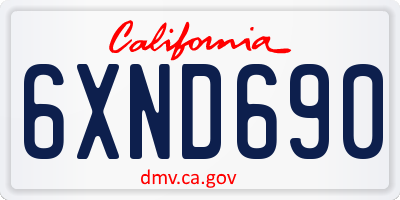 CA license plate 6XND690