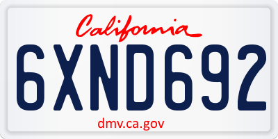 CA license plate 6XND692