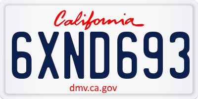 CA license plate 6XND693
