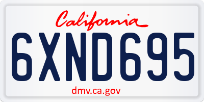 CA license plate 6XND695