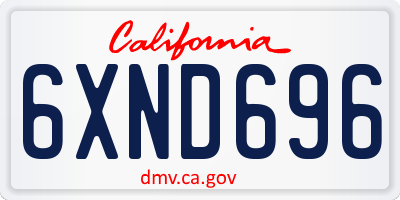 CA license plate 6XND696