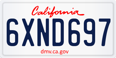 CA license plate 6XND697